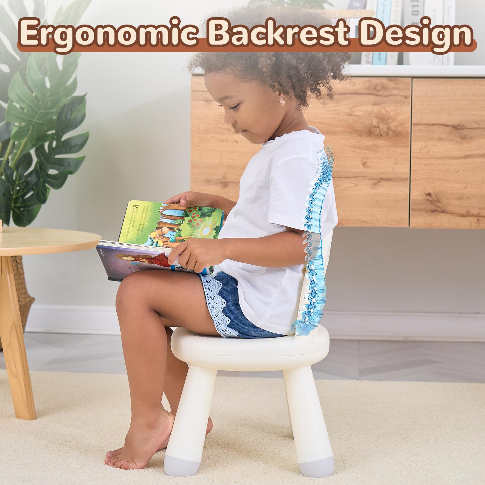 Silla para niños pequeños, silla ergonómica para niños, duradera y resistente, silla pequeña de plástico para niños de 1 a 3 años 3