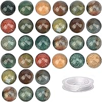 Vista 20 de 100 piezas de cuentas de cristal natural, piedras preciosas redondas sueltas de curación de energía con cordón elástico de cristal para hacer joyas