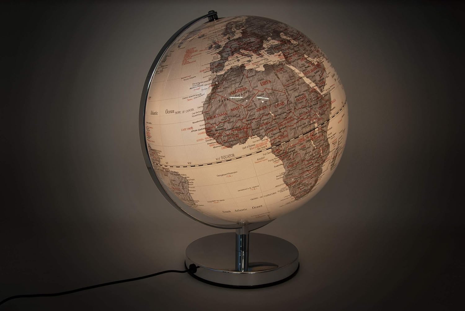 Mascagni Globe Diameter 30 cm Metallic Grey Light Up and Become Ivory and Grey