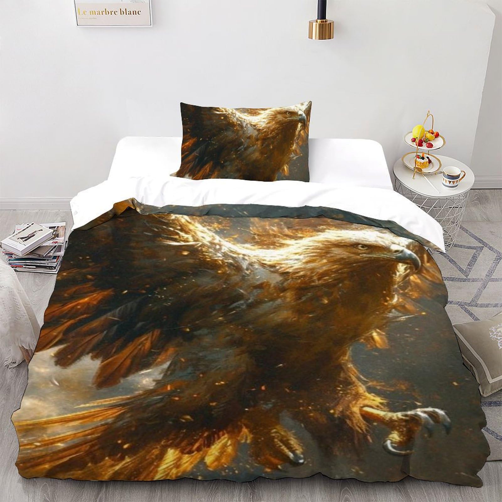 Housse de couette 135x200cm literie microfibre animaux imprimé 3D taies d'oreiller