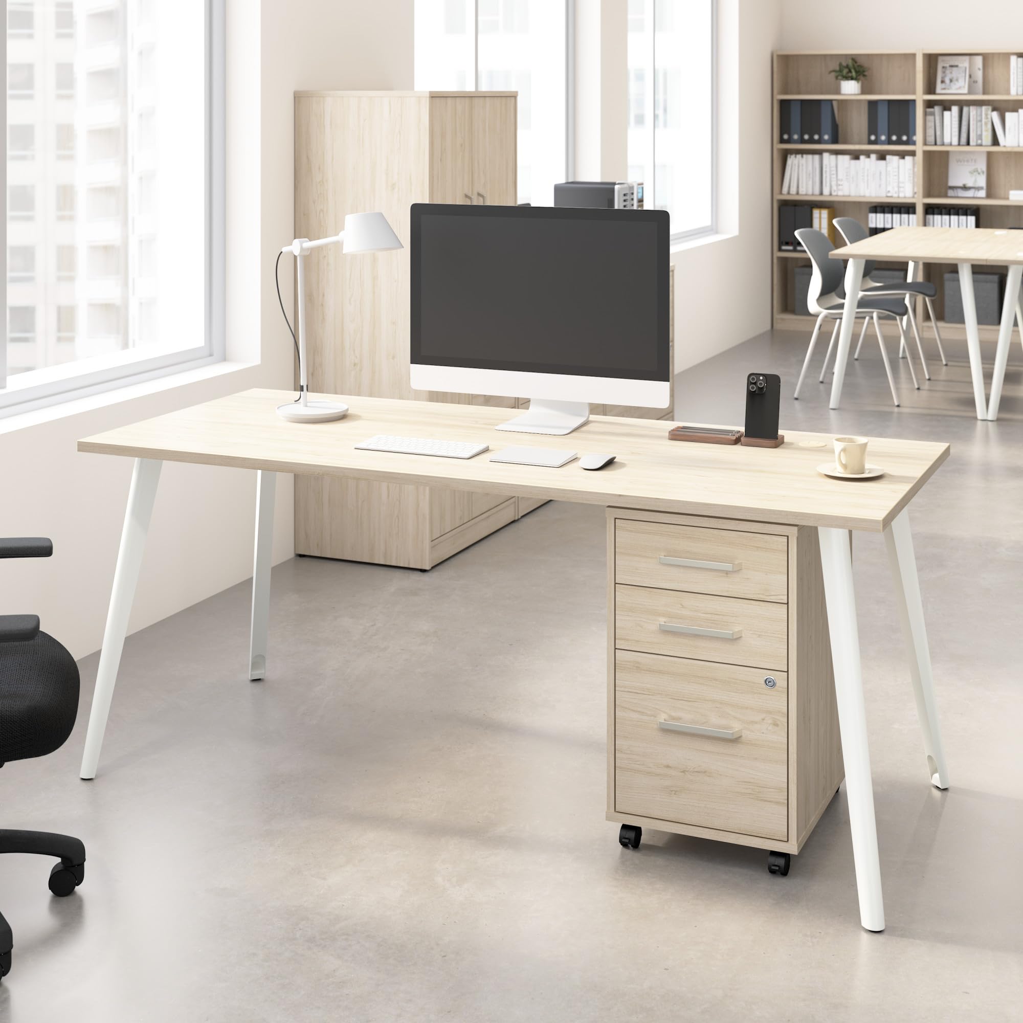 Amazon.com: Bush Business Furniture Computer Desk 72 inch with 3 Drawer ...