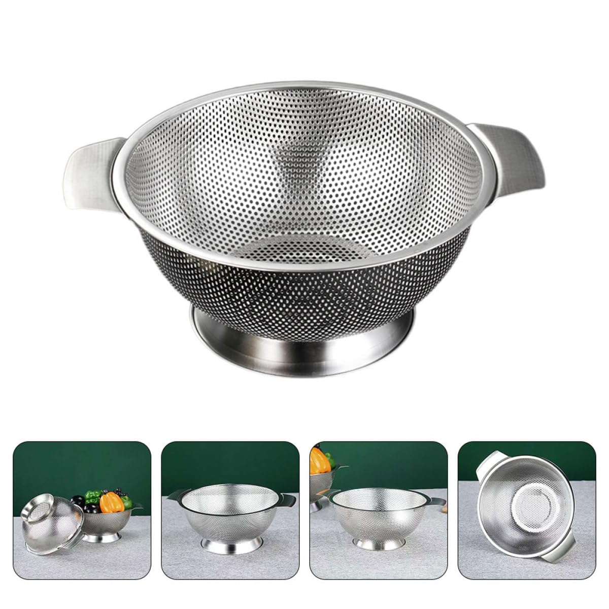 SHINEOFI Colador de Arroz de Acero Inoxidable 255 CM Cesta Escurridora Multifuncional para Lavar Verduras y Frutas Cedazo de Malla Fina para Cocina Doméstica Utensilio de Drenaje