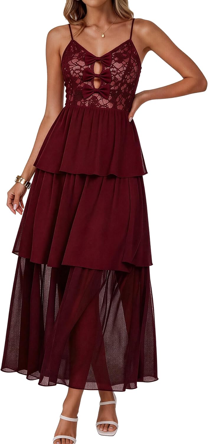 Women 2026 Summer Spaghetti Strap Long Dress Sleeveless V Neck Cutout Casual Beach Maxi Sun Dresses