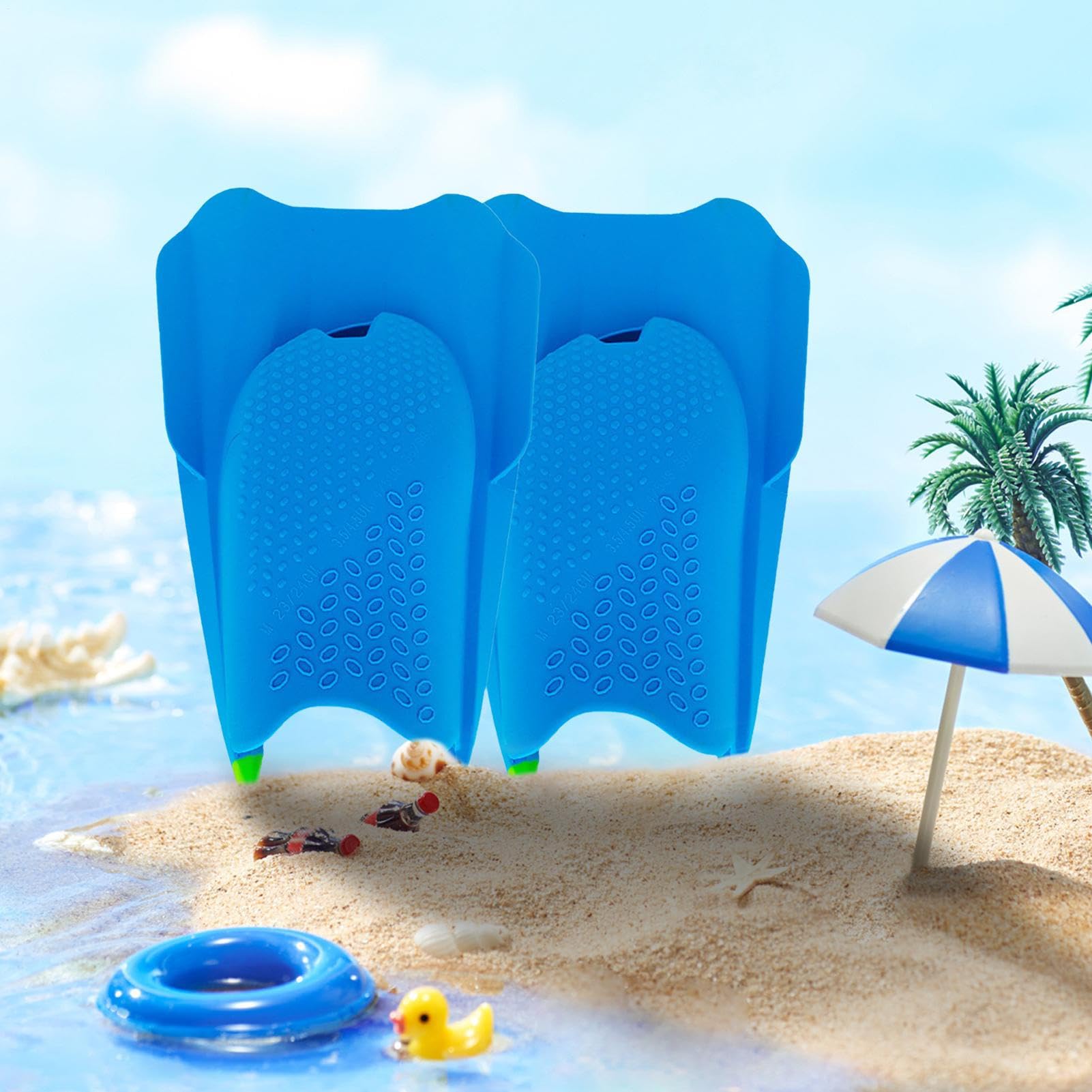Aletas para Natación - Tacón Abierto Silicona Almohadillas cortas | Hilos Flotantes Corto - Para Hombres Y Mujeres Principiantes Adecuado Para Piscina Mar Buceo Snorkel Y Natación