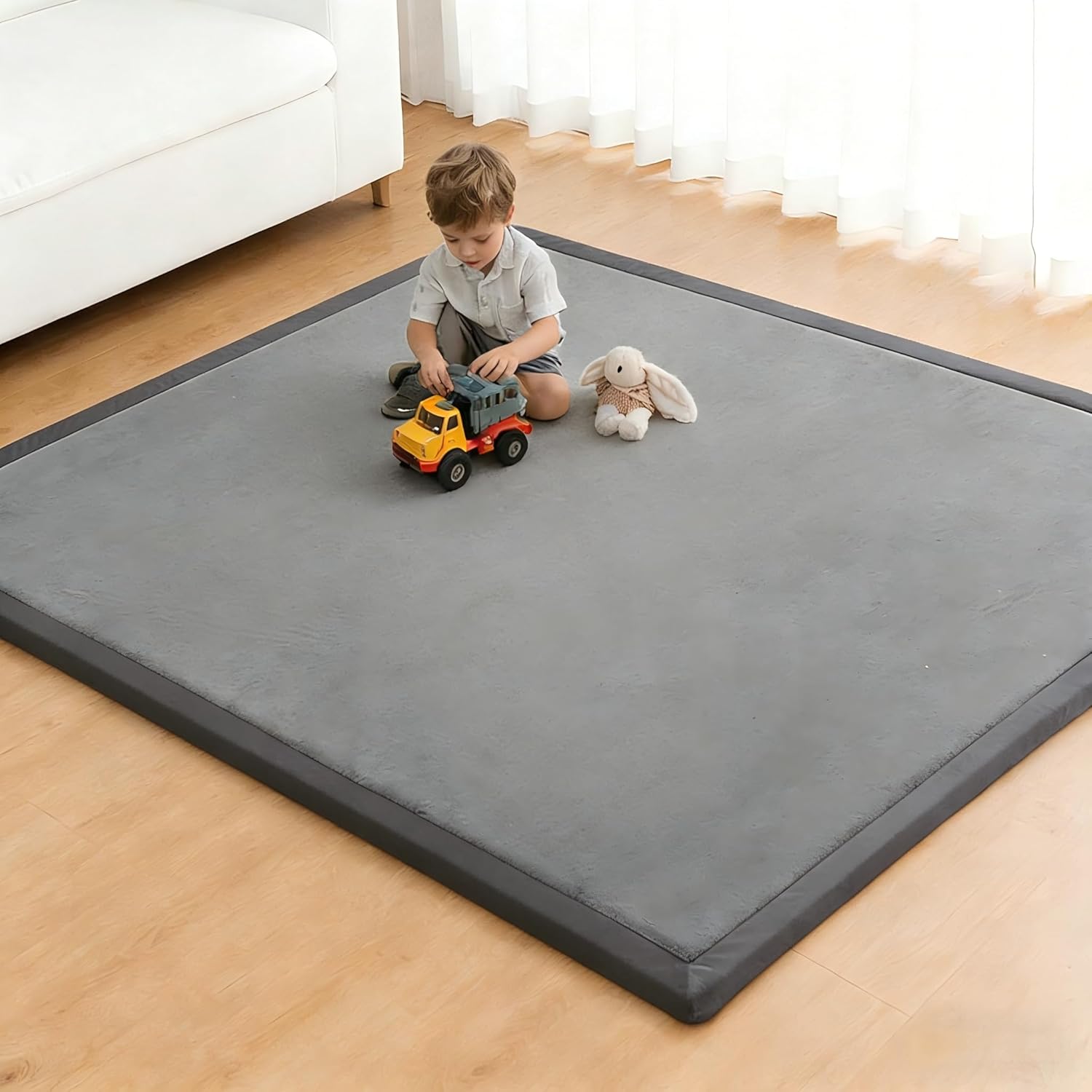 Baby Play Mat for Floor,1.3" Thick Elasti-Foam Playpen Mat for Tummy Time, Easy Care with Non-Slip Cushioned for Infant,Kids and Toddler Crawling