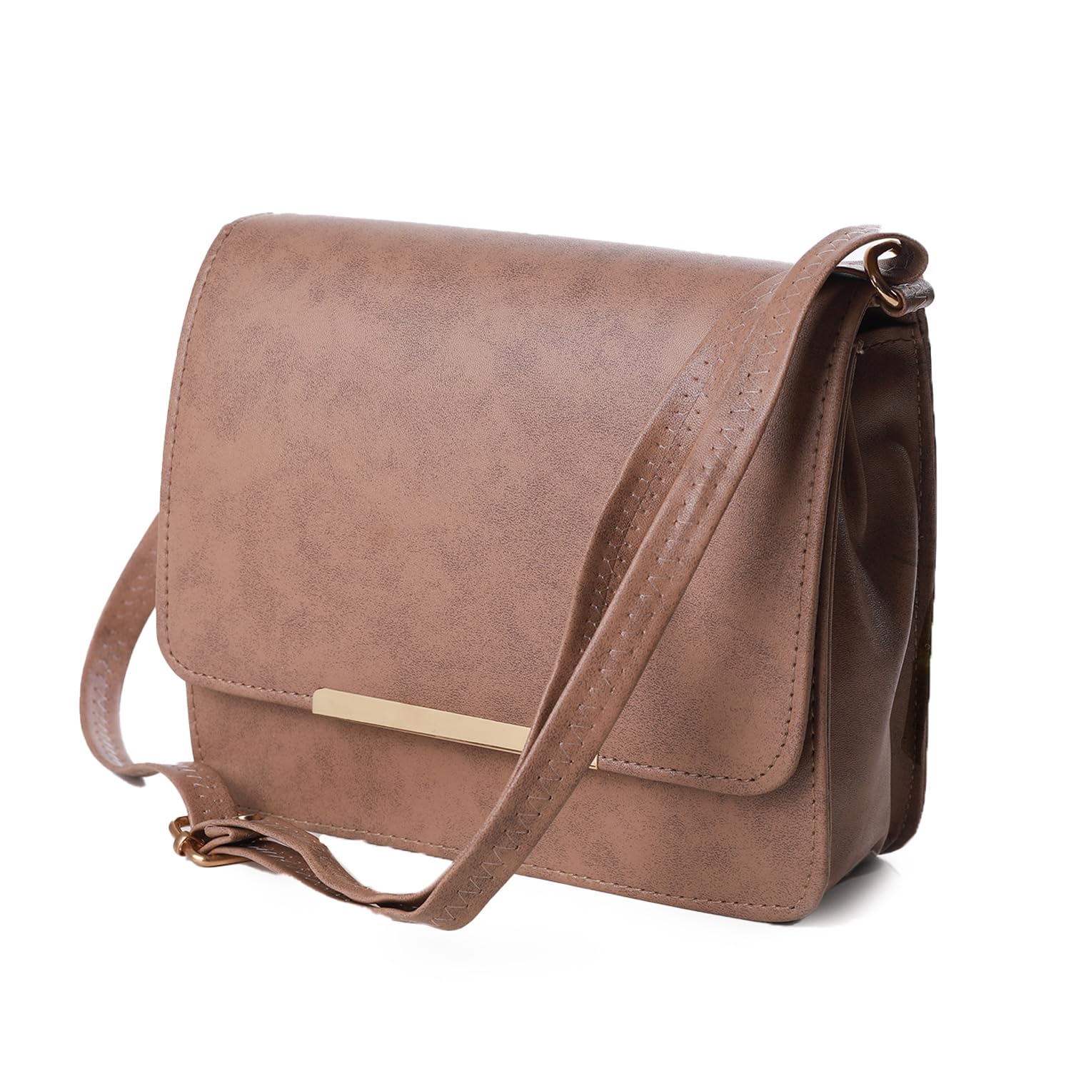 COTELLAChic Faux Leather Sling Bag for Women |Three Spacious Compartments | Adjustable Strap for Shoulder or Crossbody Wear | Secure Magnetic Snap Closure | In Beige Color