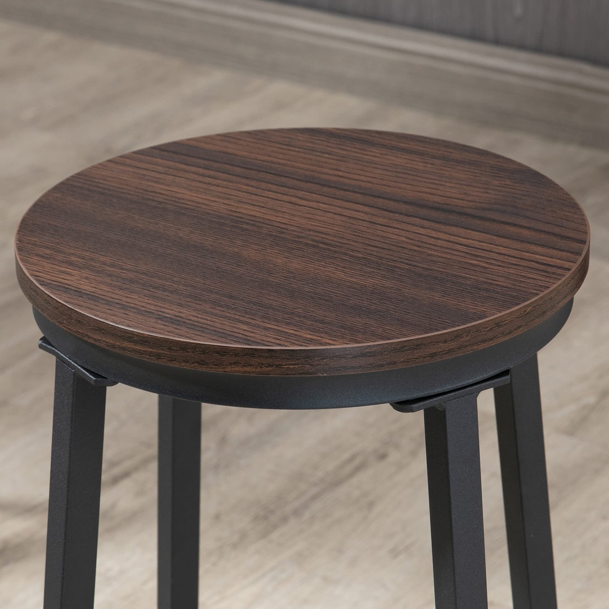 HOMCOM Set da Pranzo con Tavolo e 4 Sgabelli in Stile Industriale per Cucina e Bar, Set in Legno e Acciaio, Colore Noce