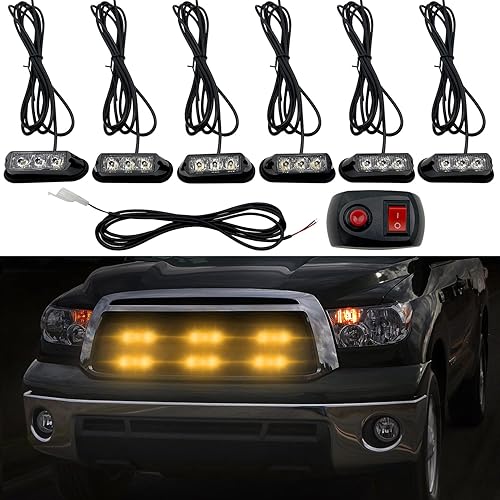 (Actualización 2) Luces estroboscópicas LED para vehículos de emergencia, camiones, 12-24V, IP66, impermeable (ámbar)