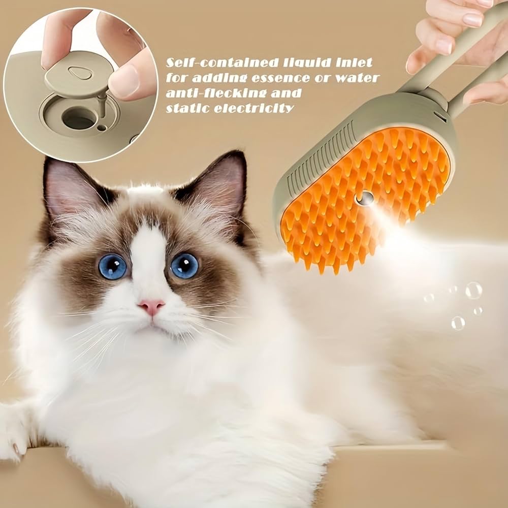 Amazon.com: Cepillo de vapor para mascotas 4 en 1, cepillo de vapor para gatos, removedor de pelo de mascotas rápido y fácil, masaje y eliminación de pelos, antiestático, hidratante, recargable por USB