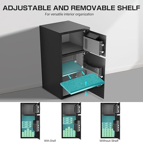 Miniatura 6 de Caja de seguridad extra grande de 6.0 Cub, caja fuerte biométrica con bolsa impermeable ignífuga y ranura de caída, caja de caída con teclado