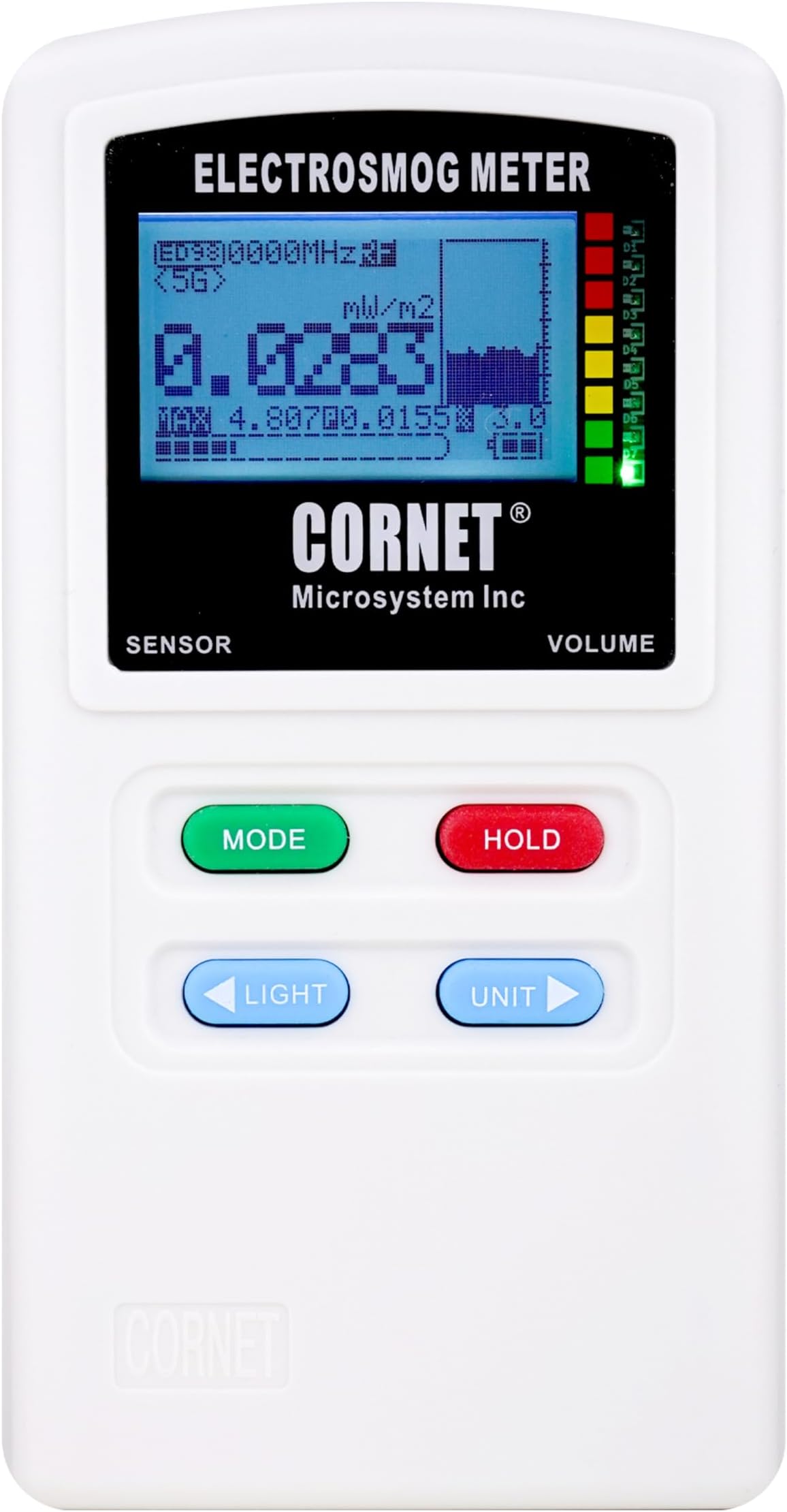 – EMRSS Cornet ED98QPro5G Latest Version Quad-Mode Meter: RF/LF Electrosmog Field Strength Power Meter with Built-in Gauss Meter, Electric Field Meter and Light Flicker