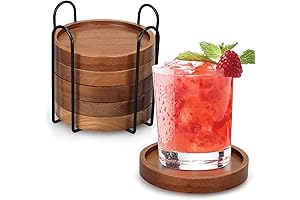 6 Pcs Modern Home Decor Accents Wooden Coaster Set