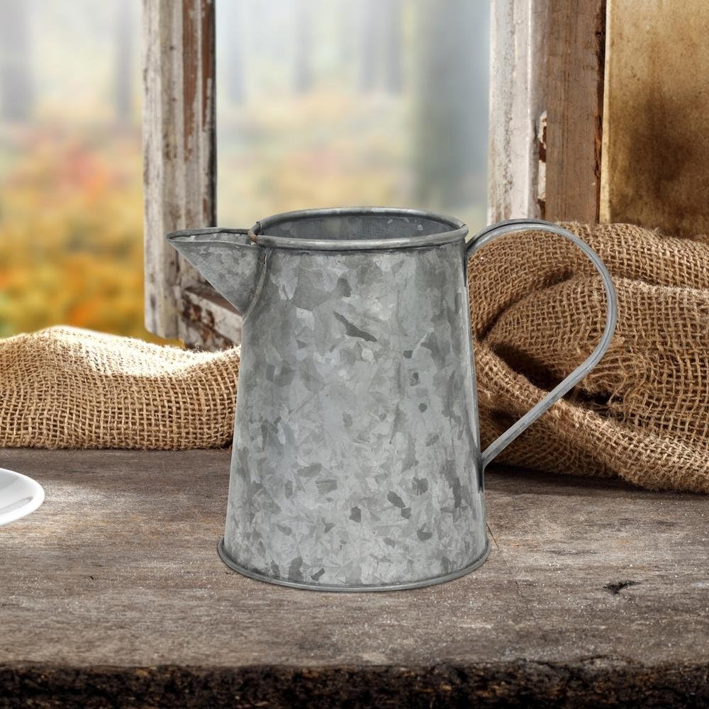 Stonebriar SB-5918A Small Country Rustic Galvanized Metal Pitcher with Handle, 5 inch