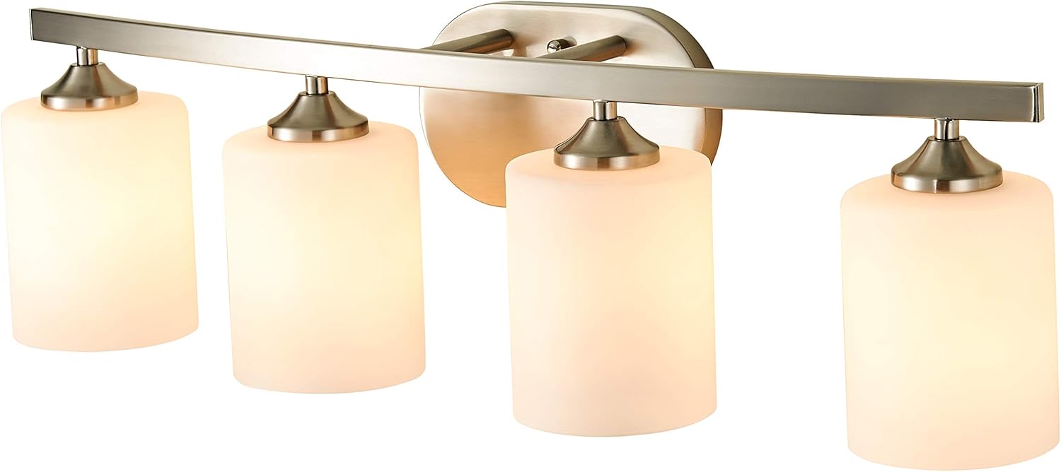 ❤ Crazy Deals Kingbrite 4 Bulb E26 Vanity Light Fixture Bathroom Lighting, Brushed Nickel,UL Listed