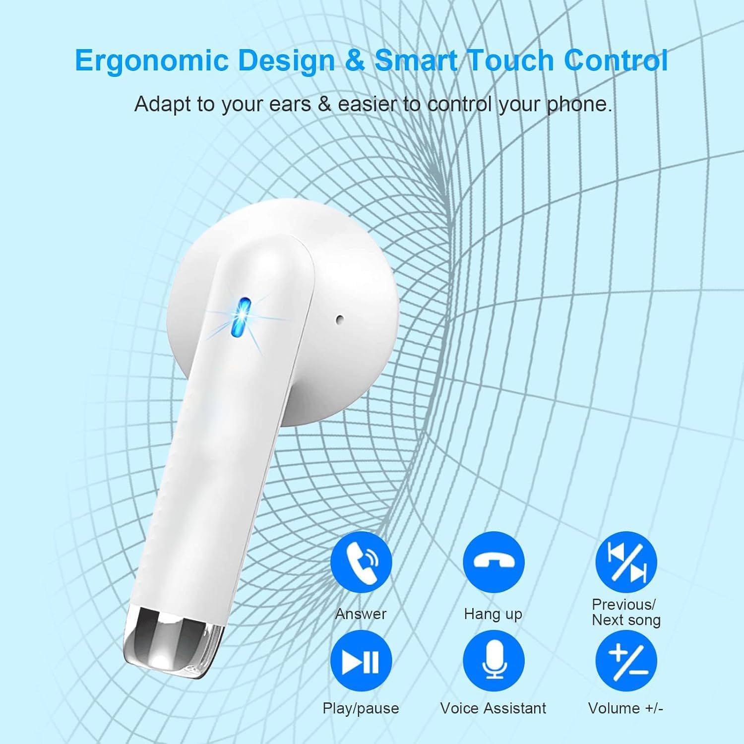 Cuffie Bluetooth 5.3, Auricolari Sport con HD Mic Stereo, Wireless In Ear Mini Cuffie Senza Fili Cuffie Bluetooth 5.3, Auricolari Sport con HD Mic Stereo, Wireless In Ear Mini Cuffie Senza Fili