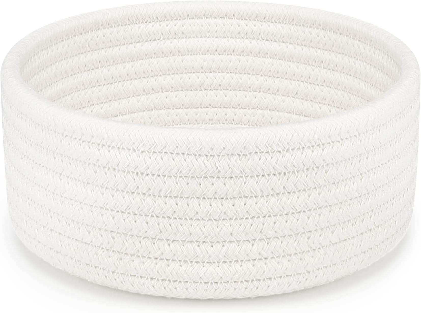 ABenkle Small Woven Baskets, Empty Tiny Shallow Storage Baskets, Mini Cotton Rope Baskets, Round Decorative Hampers, Montessori Baskets Storage Bins for Toys, Spa, Socks, Nursery, Kids Room