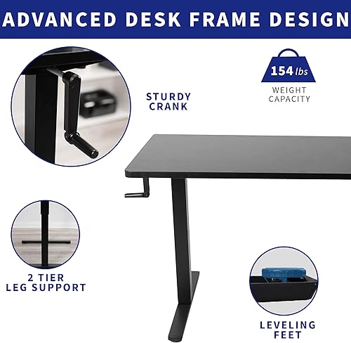 Miniatura 5 de VIVO DESK-KIT-CW4W - Escritorio de pie manual de altura ajustable de 43 x 24 pulgadas, parte superior sólida blanca de una pieza, marco blanco,