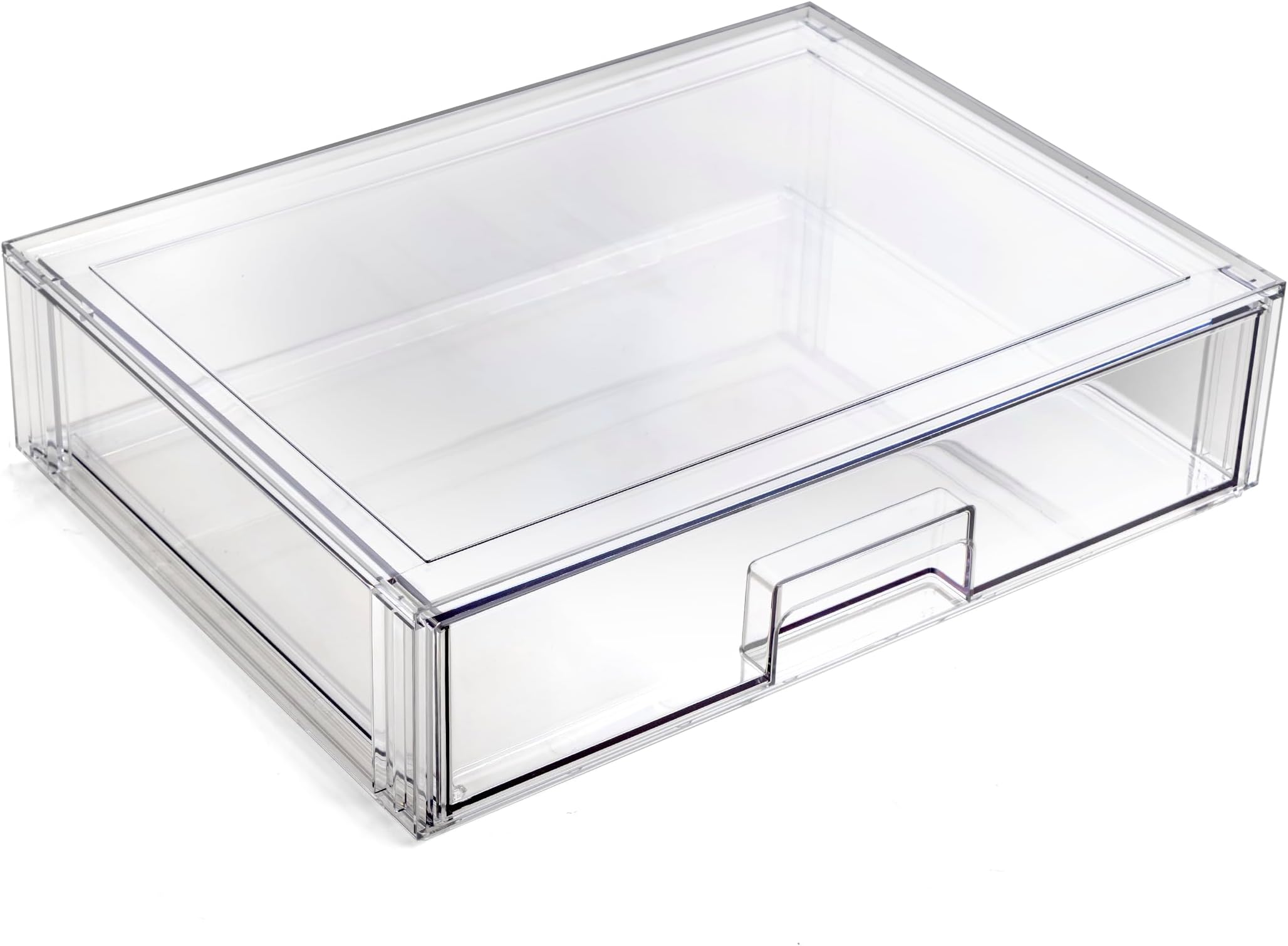 BINO | Stackable Storage Drawers, Shallow X-Large - Clear | THE CRATE COLLECTION | Storage Bins With Drawers Bathroom Organizers and Storage Organization and Storage Under Sink Organizer Vanity Home