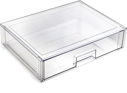 BINO | Stackable Storage Drawers, Shallow X-Large - Clear | THE CRATE COLLECTION | Storage Bins With Drawers Bathroom Organizers and Storage Organization and Storage Under Sink Organizer Vanity Home