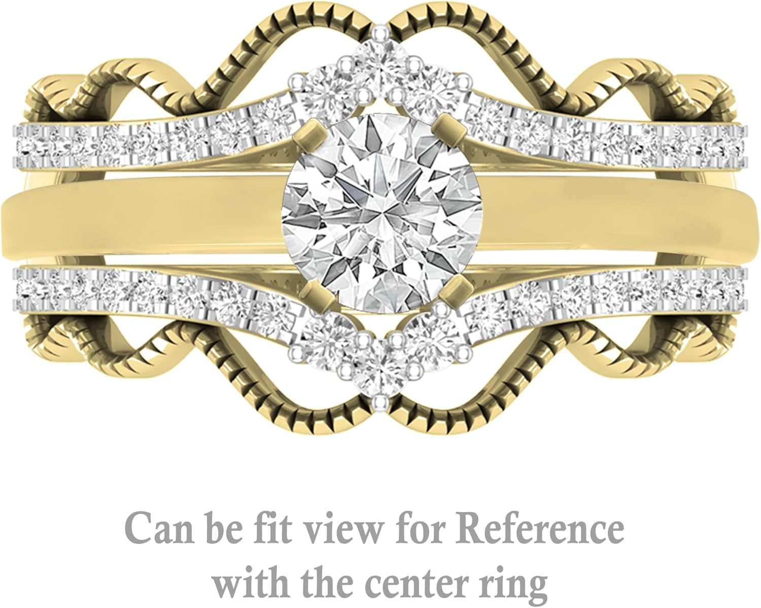 Dazzlingrock Collection 0.33 Ctw Round White Natural Diamond Double Chevron Enhancer Guard Wedding Ring for Women in 10K Real Solid Gold