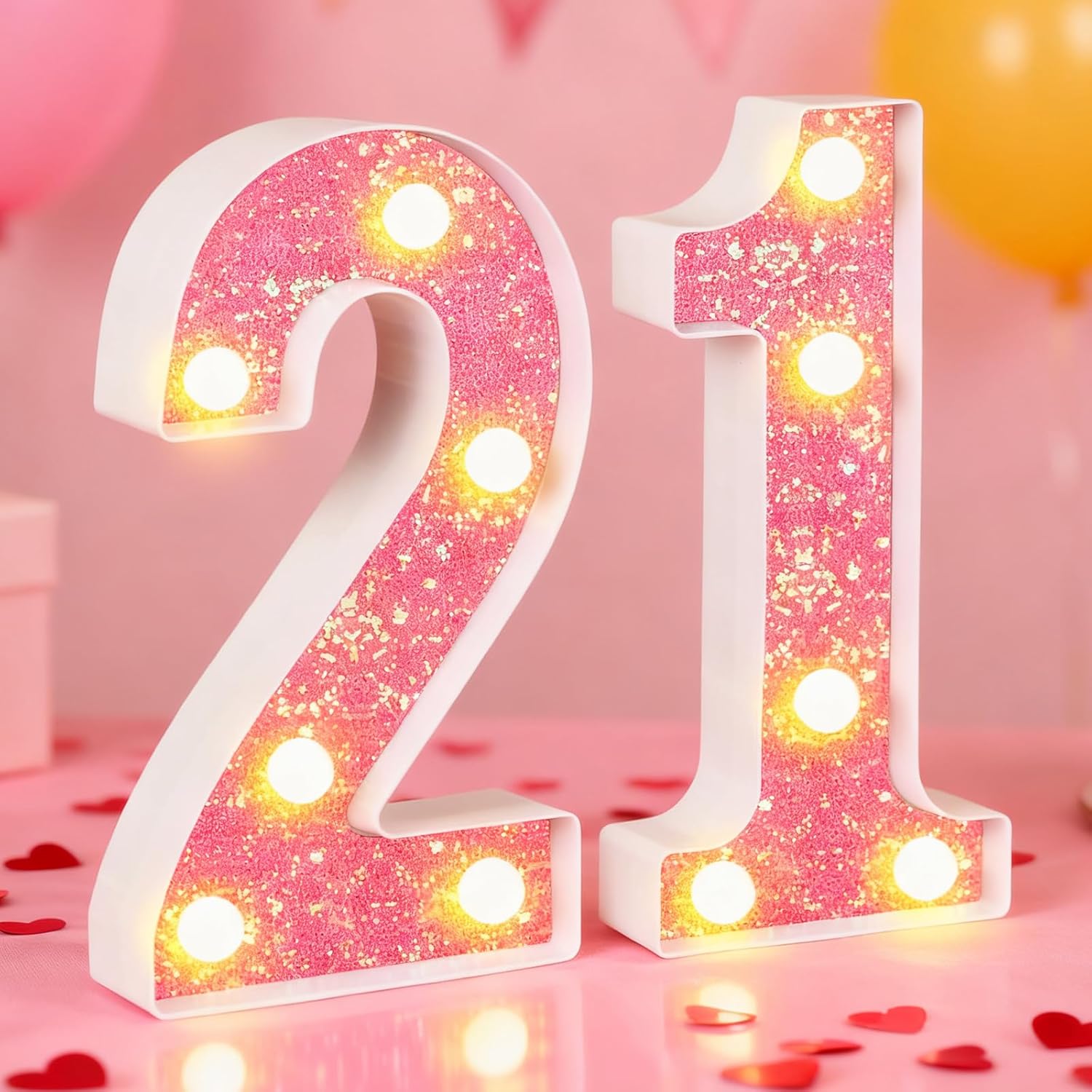 13th Birthday Decorations LED Light Up Numbers, Pink Marquee Lights Number 13 Sign for Girls Birthday Party Anniversary Home Decor