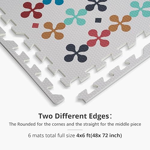 Miniatura 4 de Tapete de juego para bebé, azulejos de espuma entrelazados, tapete de juego de espuma de 72 x 48 pulgadas, suave, no tóxico, tapete de rompecabezas