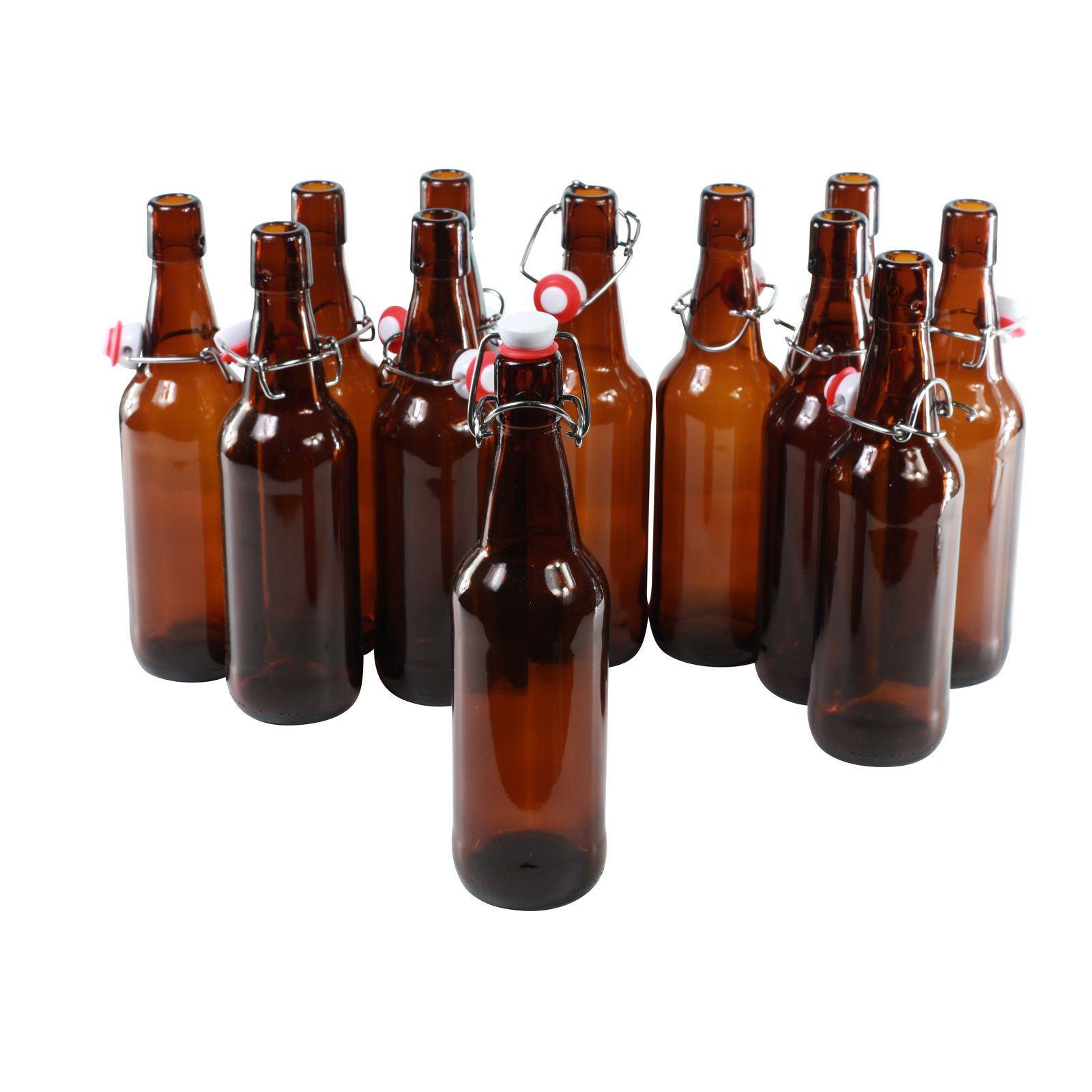 Bottiglie con tappo a pressione, in vetro marrone, confezione da 12, Vetro, 500 ml