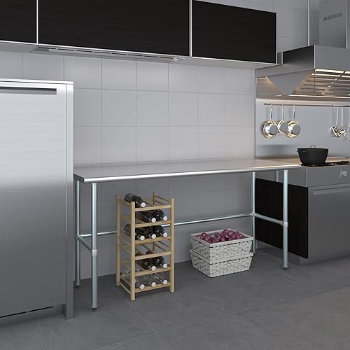 Miniatura 9 de Mesa de trabajo de acero inoxidable de base abierta de 24 pulgadas x 72 pulgadas  Residencial y comercial  Preparación de alimentos  Estación de