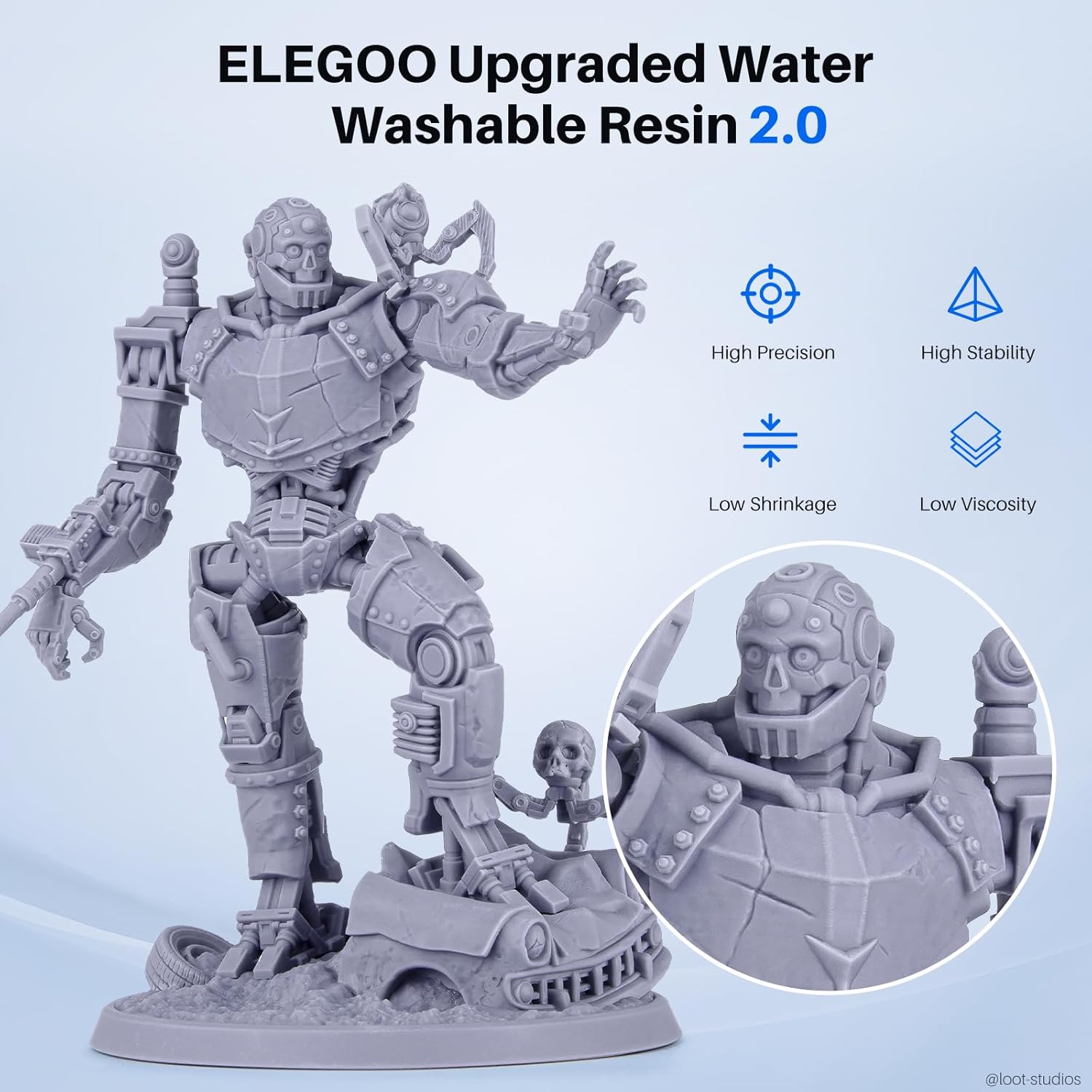 ELEGOO Mercury Plus 3.0 Larger Wash and Cure Station and ELEGOO Upgraded Water Washable Resin 2.0 1kg Gray