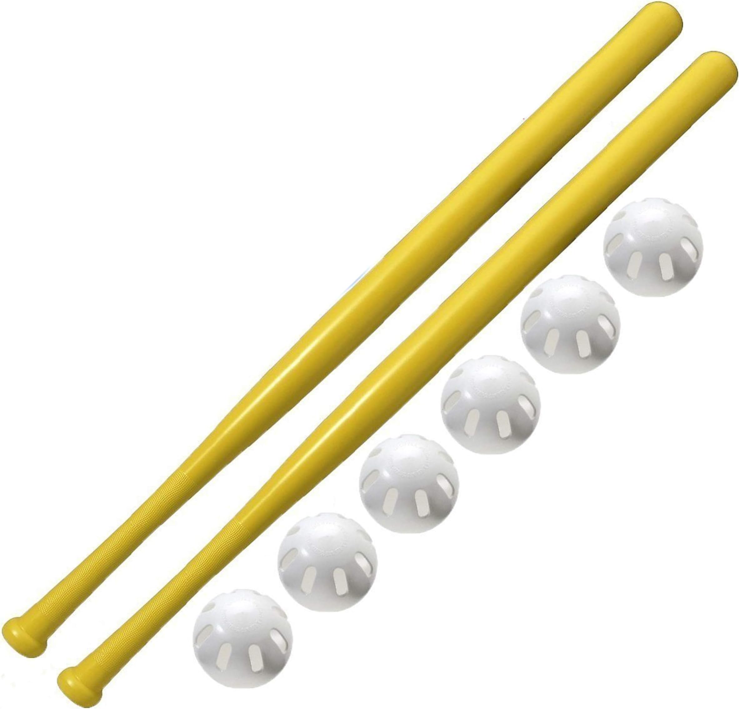 Wiffle Ball 6 Baseballs Official Size and 2 Pack Wiffle 32" Bats = 8 Pack