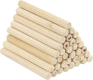 PATIKIL 3/16" x 2-3/8"(5 x 60mm) Wood Dowel Pins, 120 Pack Fluted Wooden Dowel Pin Straight Groove Rods for Furniture Door Art Crafts Projects