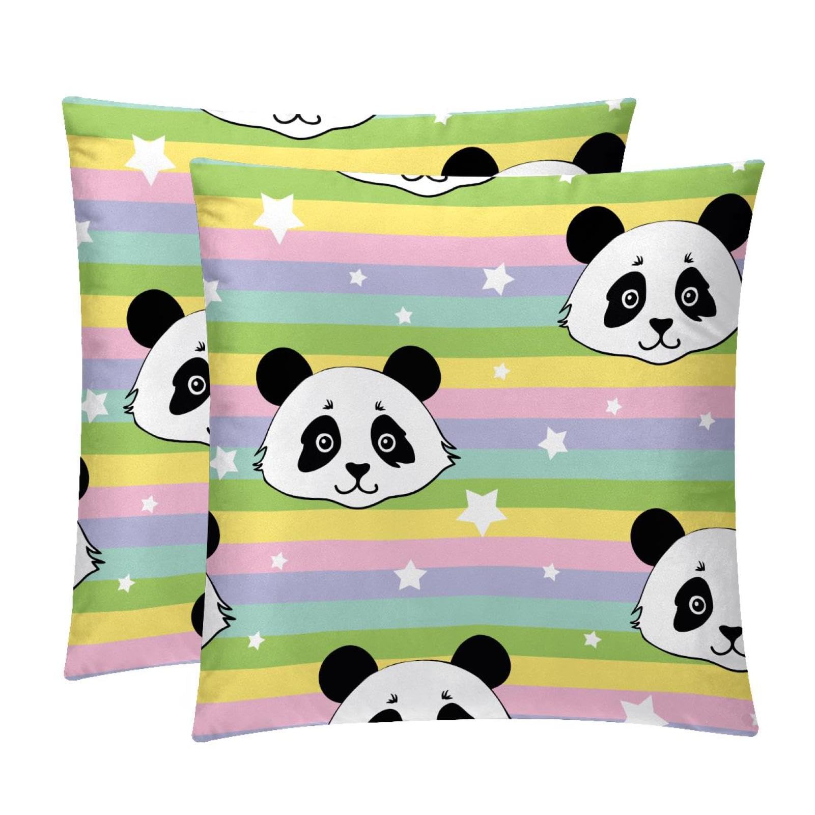TDGKPZ Rainbow Panda Throw Pillow Covers 2 Pack Cushion Cases Decorative Pillow Cases Home Decor 50x50cm