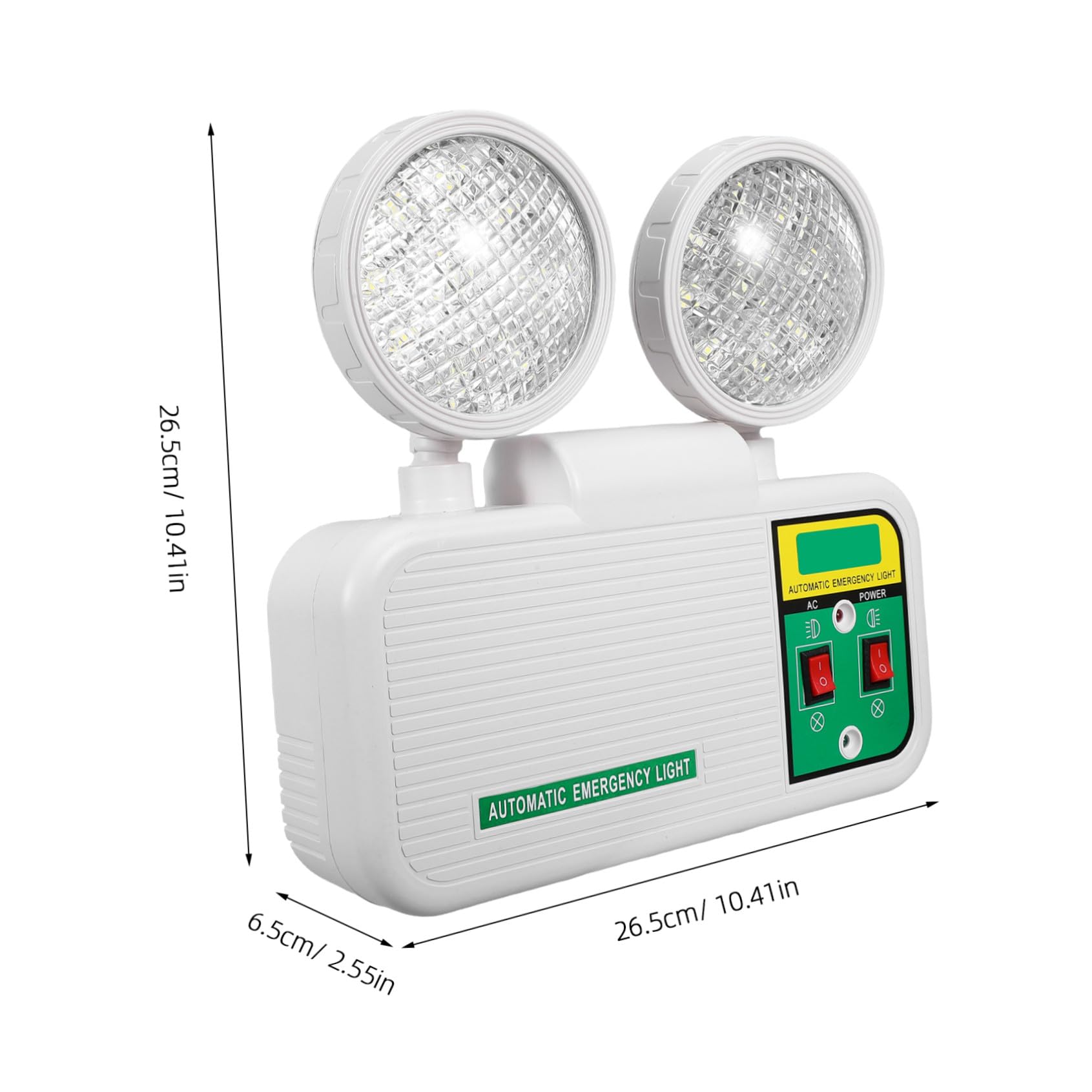 Luce di Emergenza LED a Doppia Testa da Parete Bianca | Corpo in Plastica, per Corridoi e Corridoi Aziendali, Luce Non Abbagliante Resistente Agli Urti
