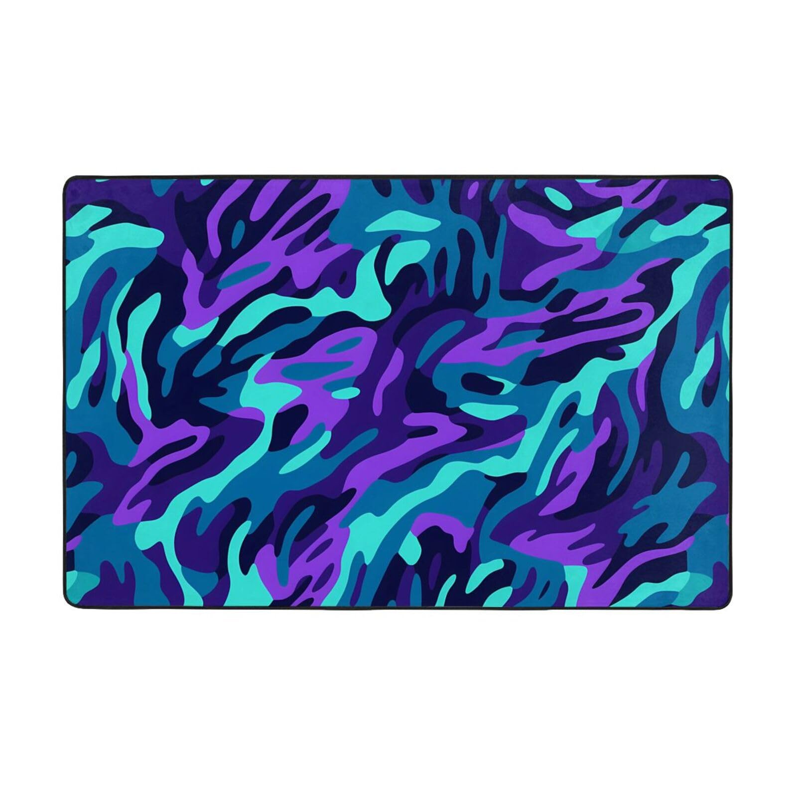 Tapis imprimé zébré vert et violet pour décoration salon moderne