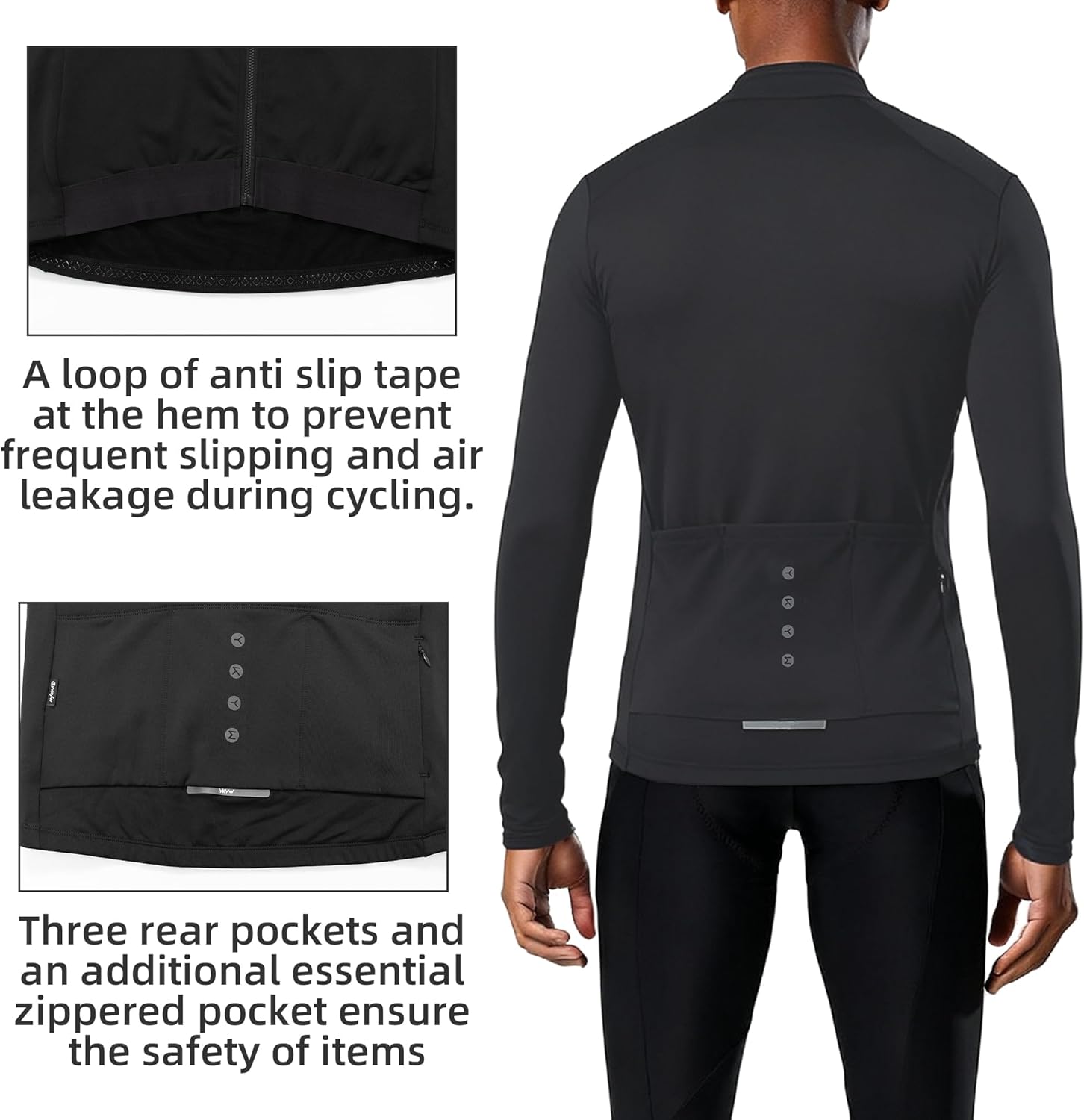 YKYWBIKE Cycling Jersey Men Long Sleeve Thermal Fleece Cycling Jackets for Men Bike Jackets Winter Cycling Clothing