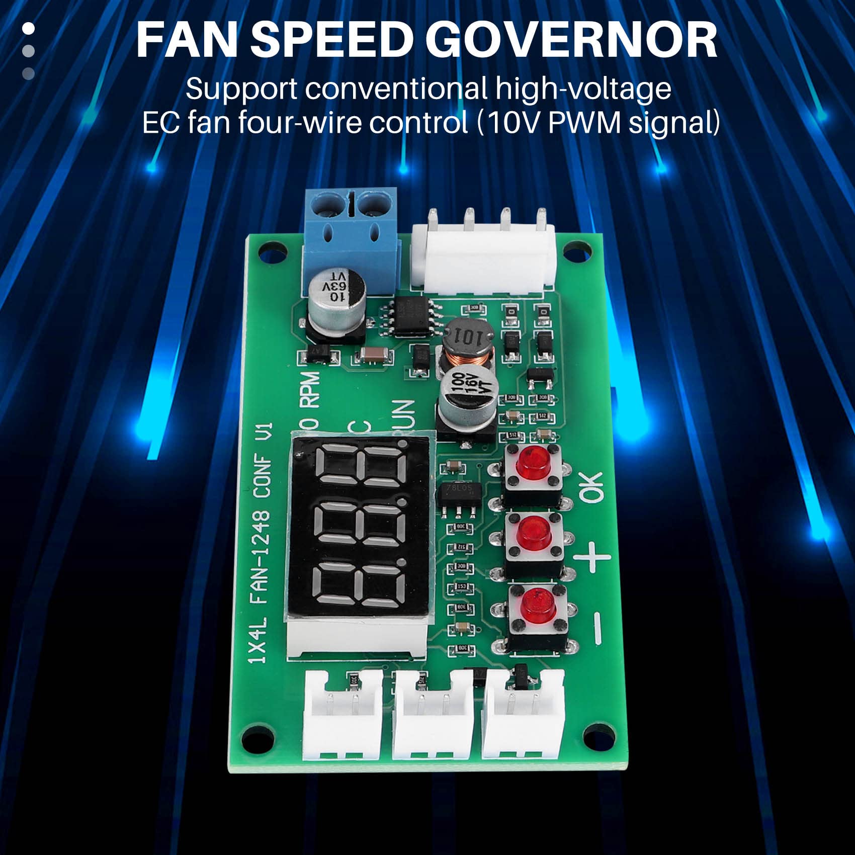 Controller PWM Per Ventilatore DC - 12V/24V/48V, 5A, Controllo Temperatura - Per Ventilatori EC