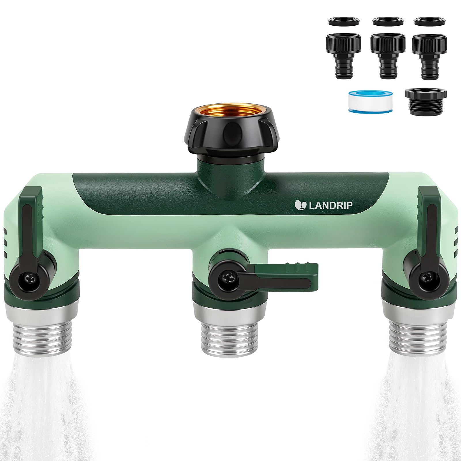 Landrip 3 Way Hose Connector, Garden Hose Splitter 3 Way Full Flow Heavy Duty — image 1