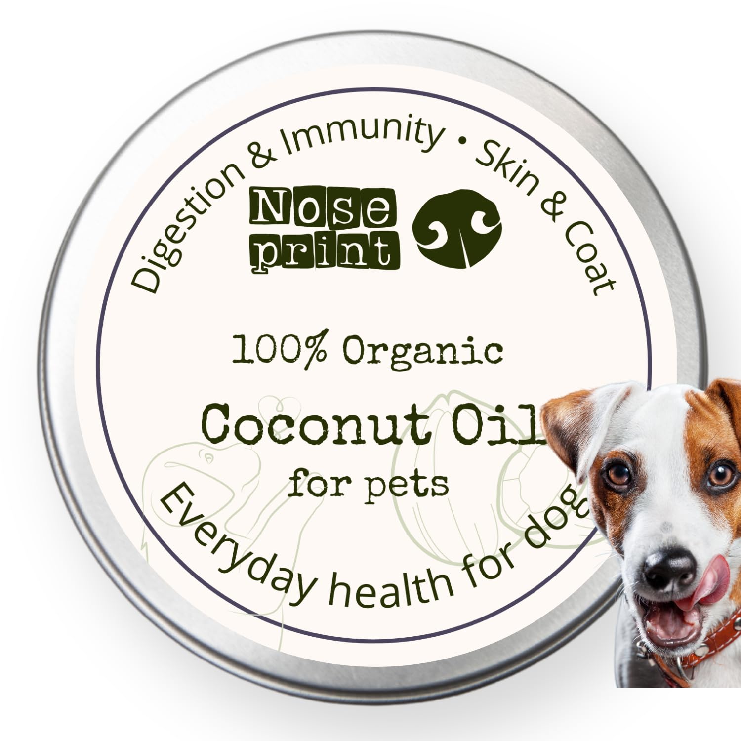 Noseprint 100% Organic Coconut Oil for Dogs Immunity Booster Itchy Skin Relief, Digestive Support & Paw Balm