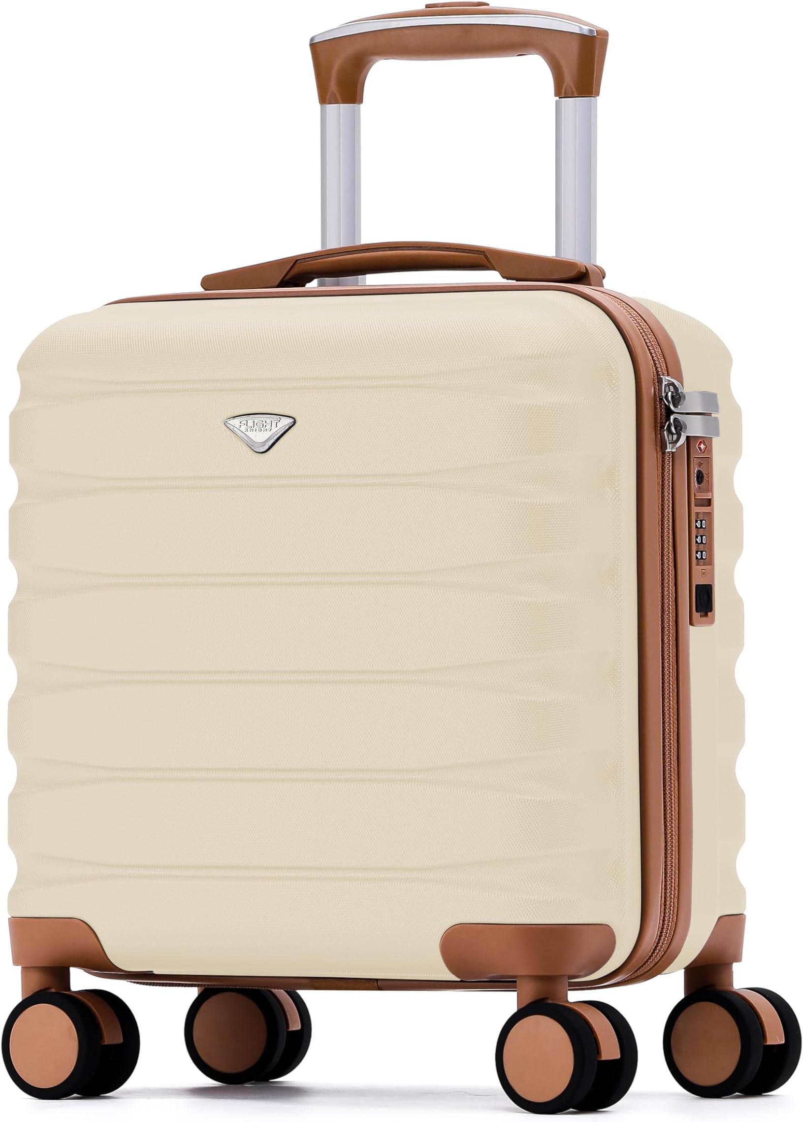 Flight KnightCarry On Suitcase 16.25x13.5x8 Hardside TSA Lock & USB Port Lightweight Luggage Silent Double Spinner Wheels Maximum Underseat Carry-On Bag For Virgin & South West Approved Airlines