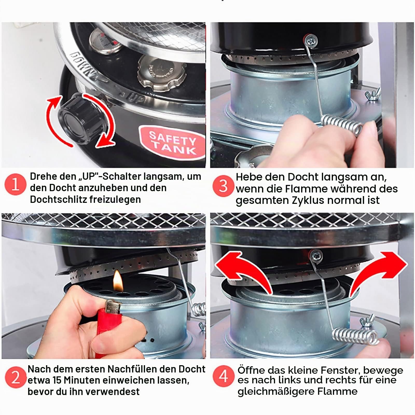 2600W Petroleumofen für Innenräume,Mobile Heizung,Petroleumofen Heizung Ohne Strom, Notheizung Ohne Strom, mit6 Dochte, für den Überlebensnotfall Beim Eisfischen (Color : Kerosene stove)