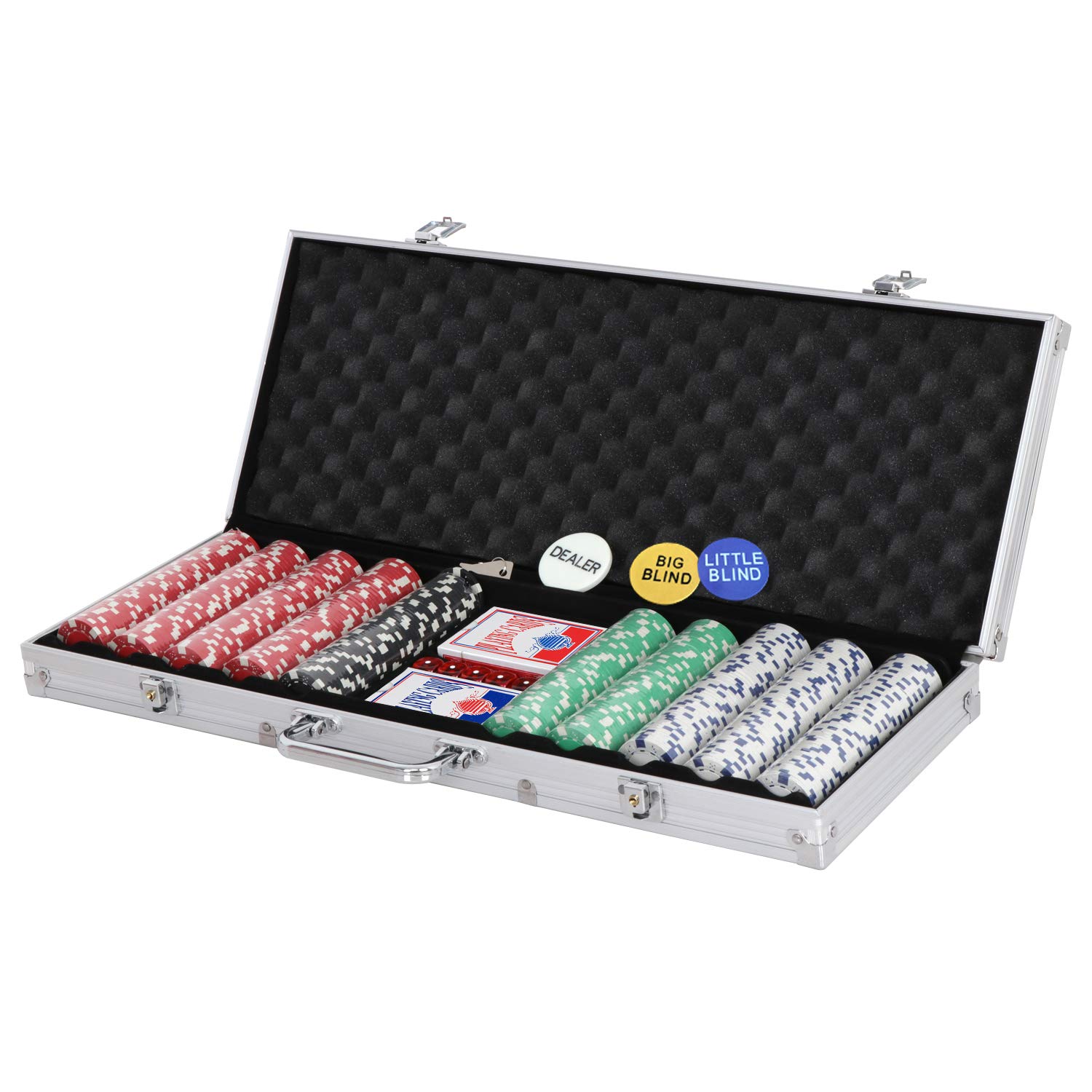 ZenStyle Professional 500 Chips Poker Dice Chip Set w/Carrying Case, 11.5 Gram Clay Composite Chips, Texas Holdem Cards, Buttons, Dices