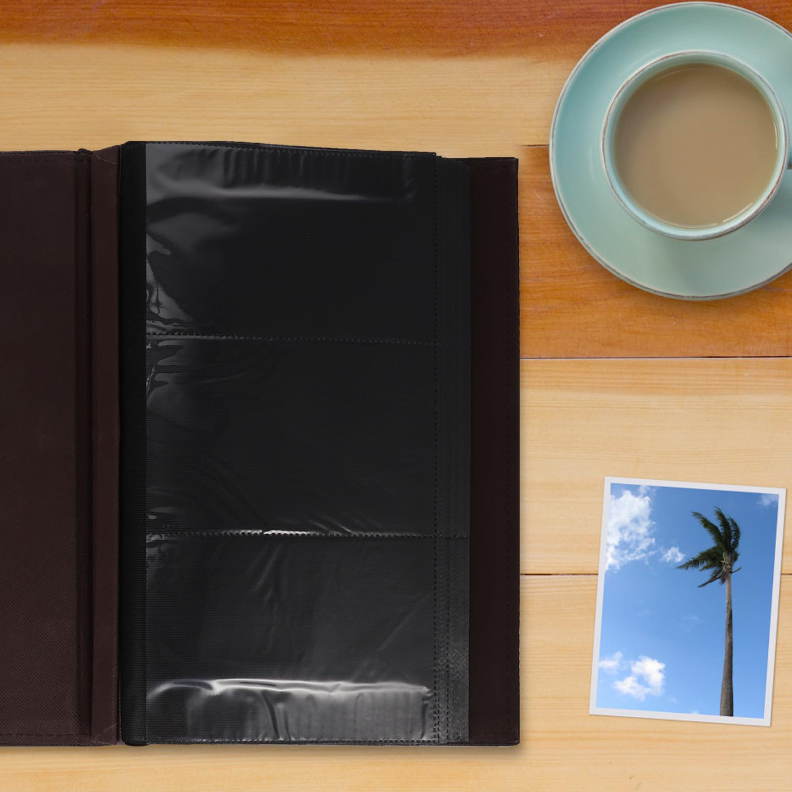 Hemobllo Álbum de Fotos PU Leather A6 con Fundas para Postales DIY