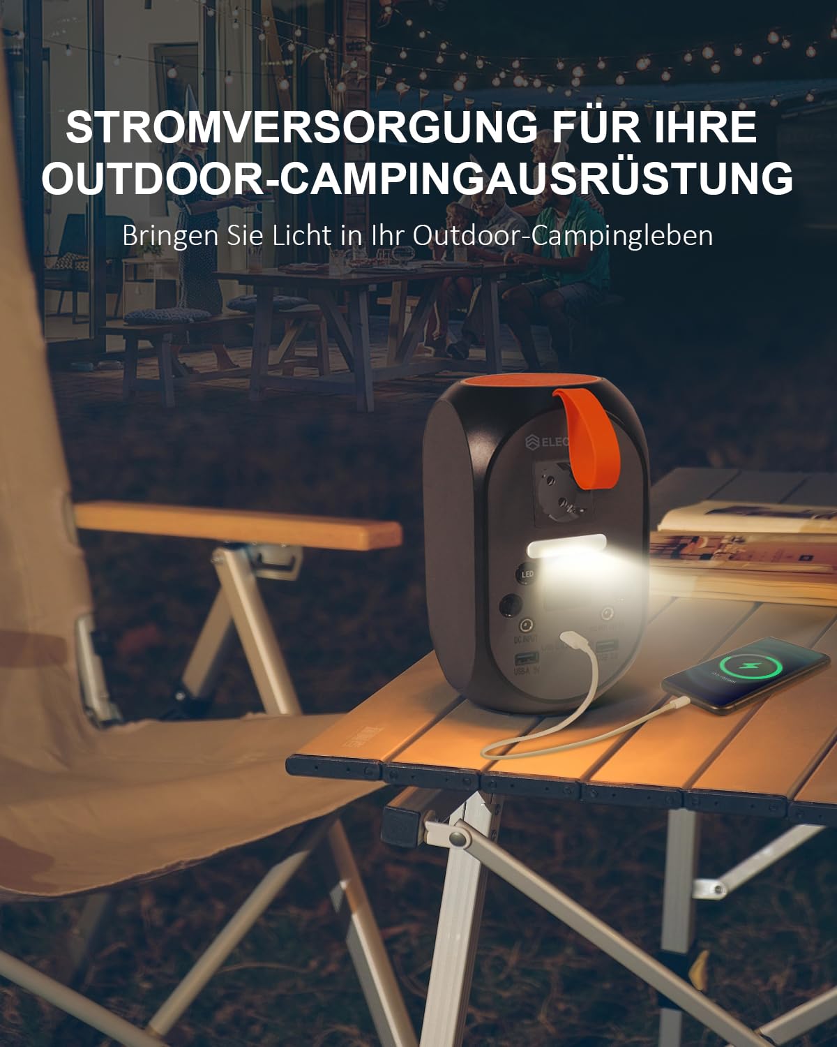 ELECAENTA Tragbare Powerstation 99Wh LiFePO4-Akku 120W Solar Generatoren mit PD 30W/AC/DC Ausgabe Back-up-Akku für Reise Outdoor Camping und Notfälle