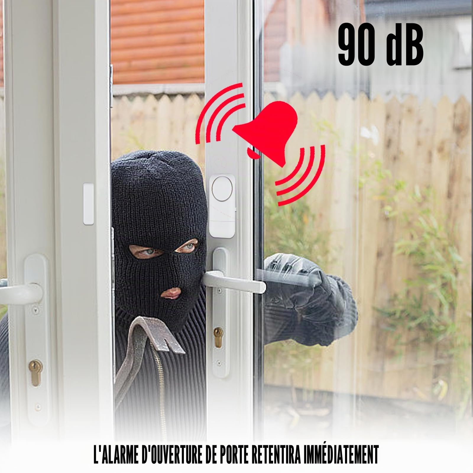 6 alarmes de porte sans fil, 120 dB, capteur d'alarme antivol avec contact magnétique, système d'alarme de sécurité sans fil pour maison, appartement, hôtel, bureau, garage (lot de 6 pièces