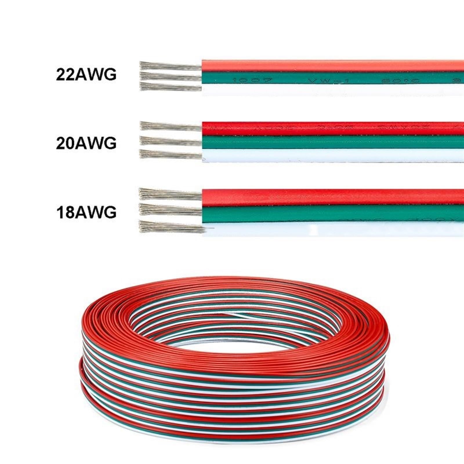 Elastyczny kabel, elektryczny kabel elastyczny, 3-pinowy kabel do lampy LED 2811 2812 22/20AWG przewód elektryczny przewody z cynowanej miedzi 3-pinowe złącze przewodu krosno(100meter 22awg)