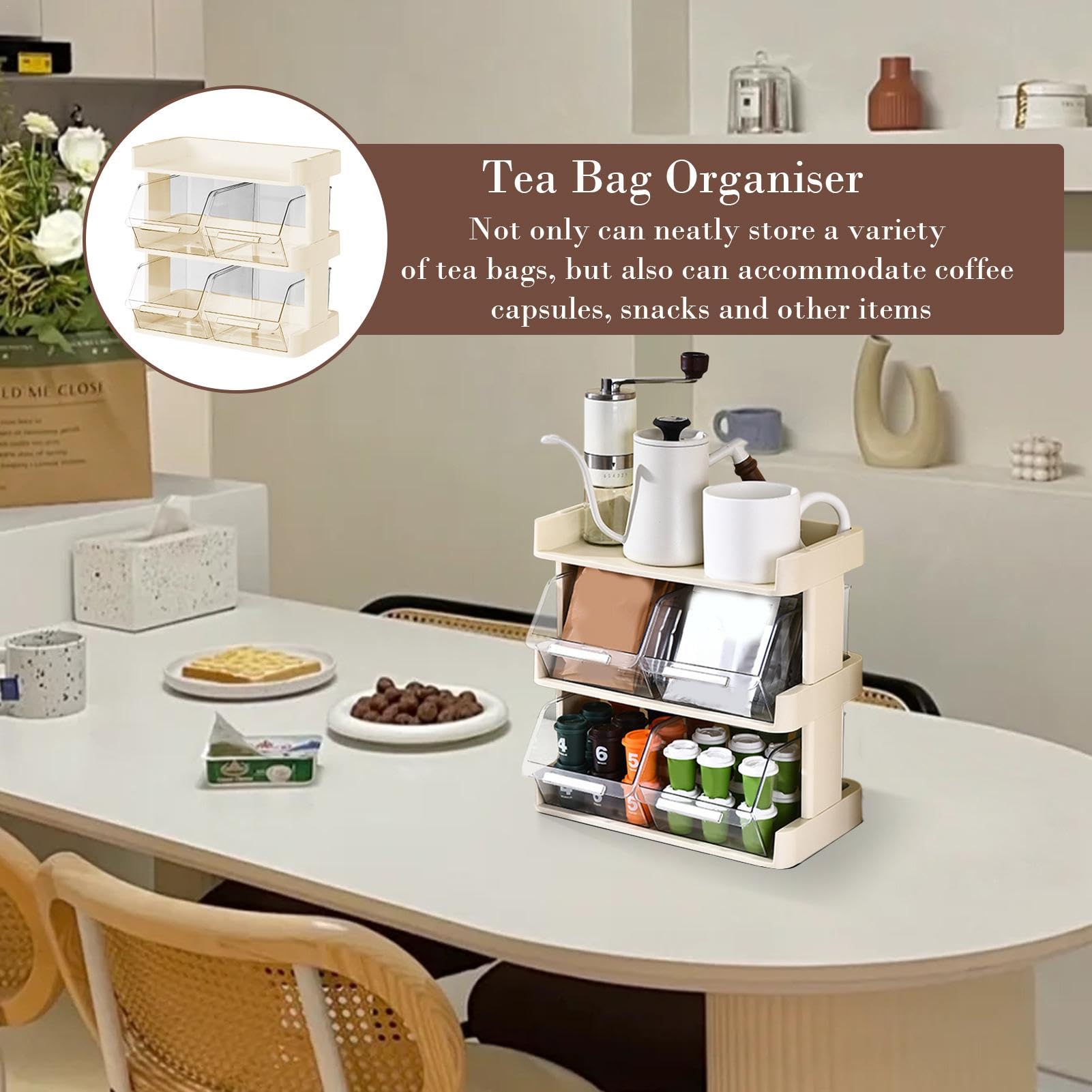 Support de sachet de thé pour comptoir, support de rangement pour sachets