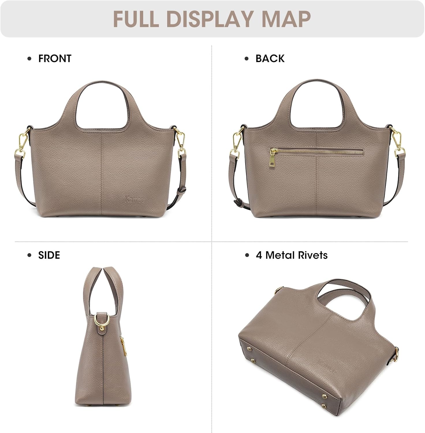 Kattee Leather Handbags and Purses for Women, Small Crossbody Bags for Women Cross Body Purses with Top Handle - Image 7