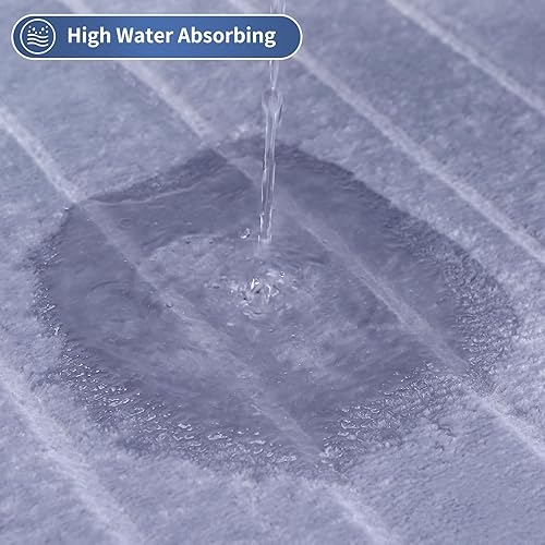 Miniatura 6 de SWEMSTAR Alfombras de baño gruesas de espuma viscoelástica, antideslizantes, de secado rápido, absorbentes, lavables, de microfibra para el suelo,