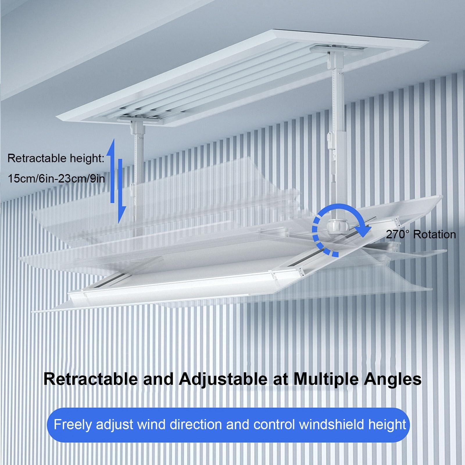 Deflettori Condizionatore, Deflettore per Bocchette a Soffitto, Facile da Installare, Materiale ABS Ispessito, per Uscita Aria Superiore(80x30cm/32x12in)