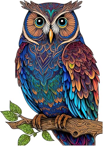 Miniatura 7 de Rompecabezas de madera del búho del juicio, elegante e intrincado para los amantes de la naturaleza y búho, tamaño A4, 6.7 x 10.6 pulgadas